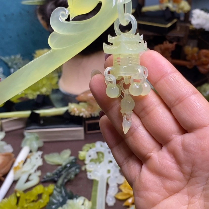 【闪购商品】岫玉发簪发簪盘发发簪未镶嵌浮**梦