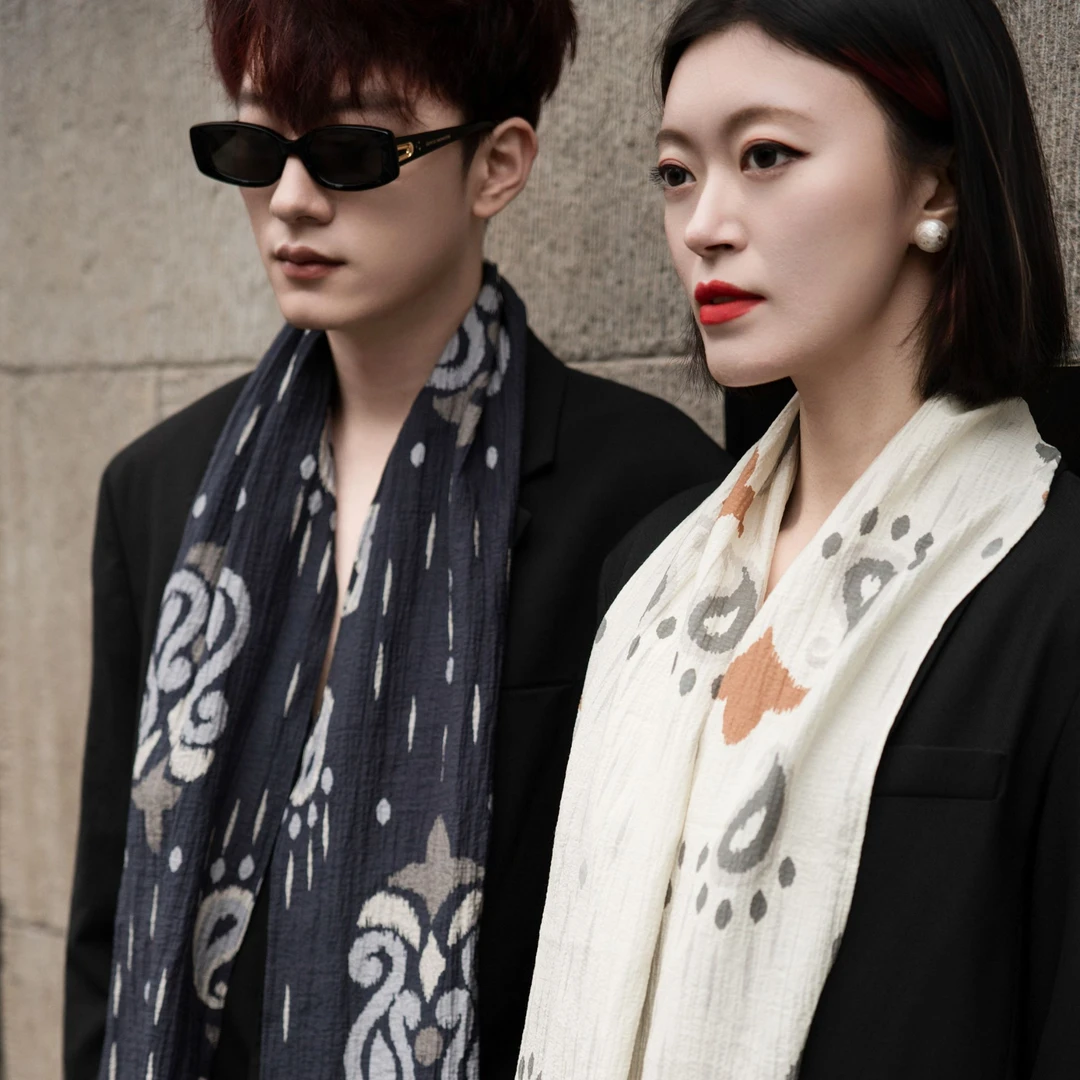 BYGONESTORY. 中性巴旦木25秋冬长款纯手工抽丝围巾百搭时尚