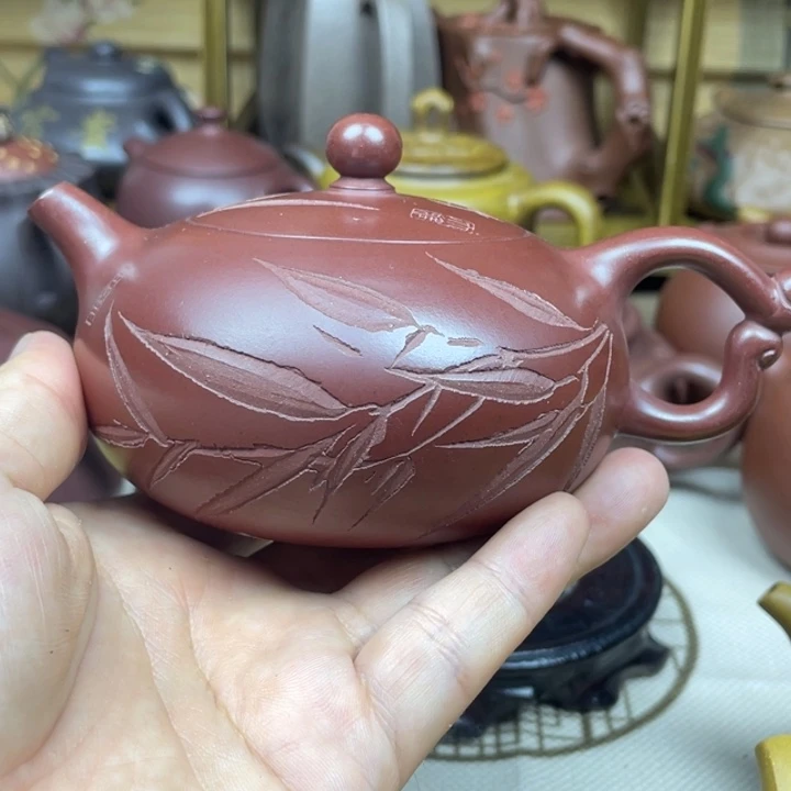 茶壶紫砂紫砂壶龙血砂扁韵180cc
