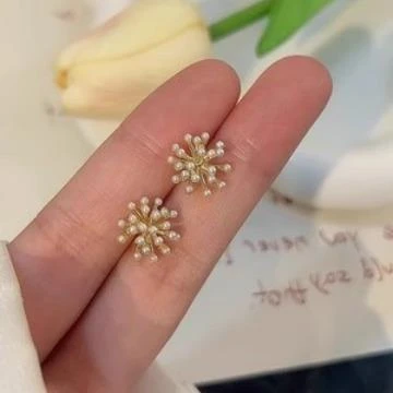 铜合金锆石耳饰 烟花耳钉新款潮气质女耳环925银针高级感耳饰迷你