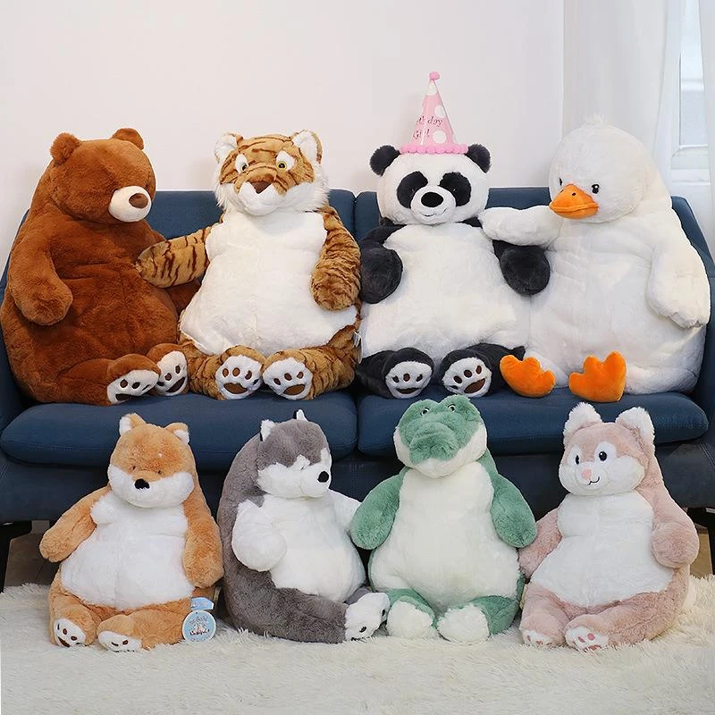 慵懒熊公仔柔软大熊抱抱哈士奇抱枕熊猫玩偶老虎靠枕娃娃