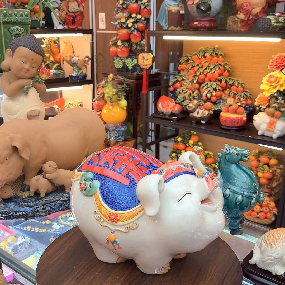 陶瓷八方来财猪钱罐36厘米长度