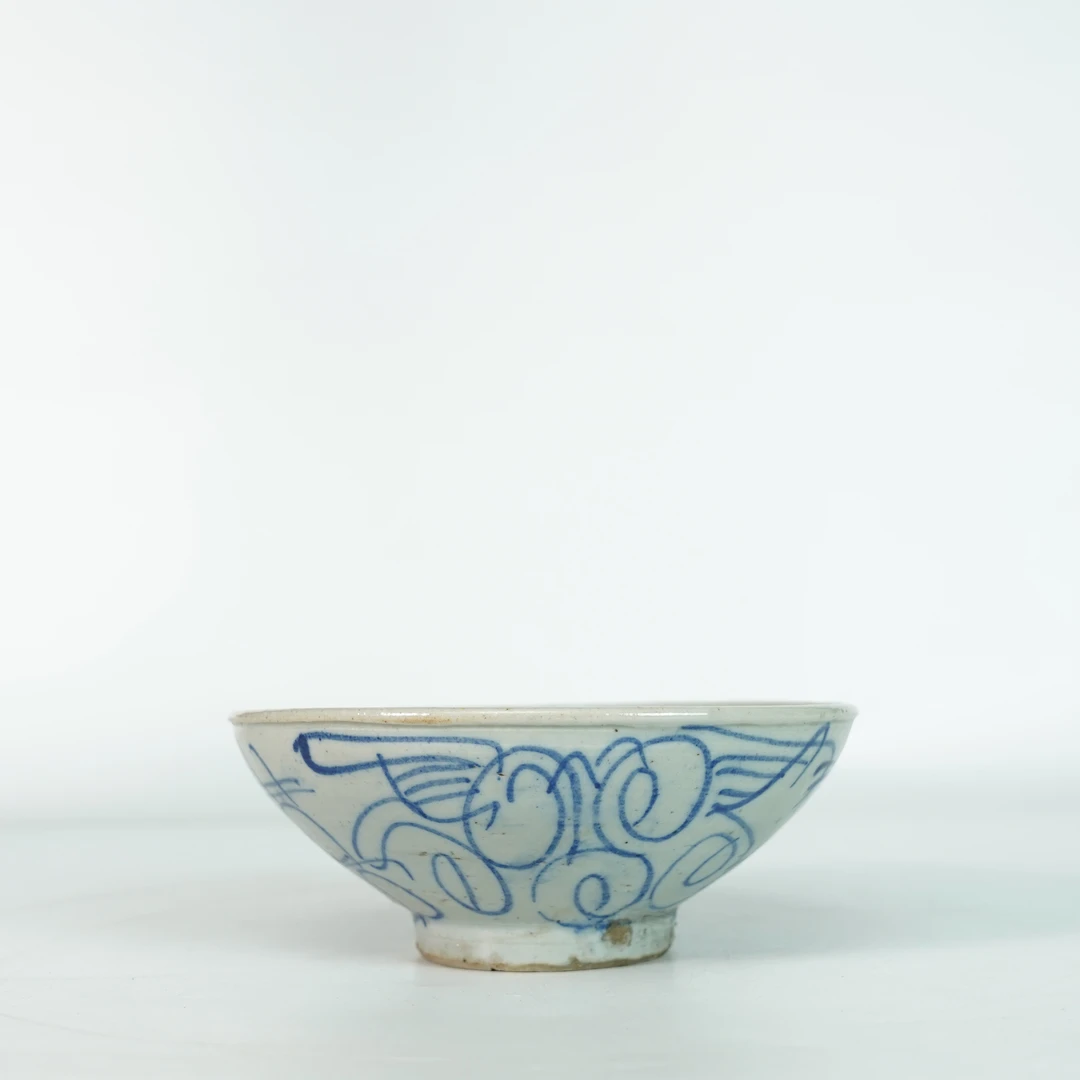 LGLG250913026【十竹斋】明代缠枝莲纹青花碗