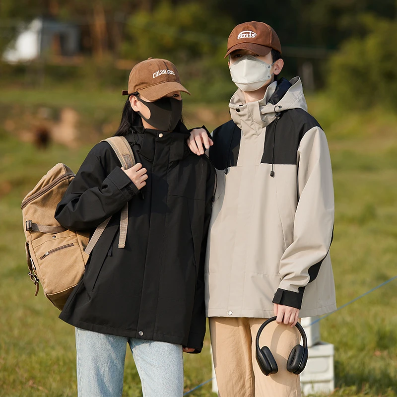 源头户外潮牌冲锋衣女男春秋薄款透气情侣外套旅行钓鱼登山服