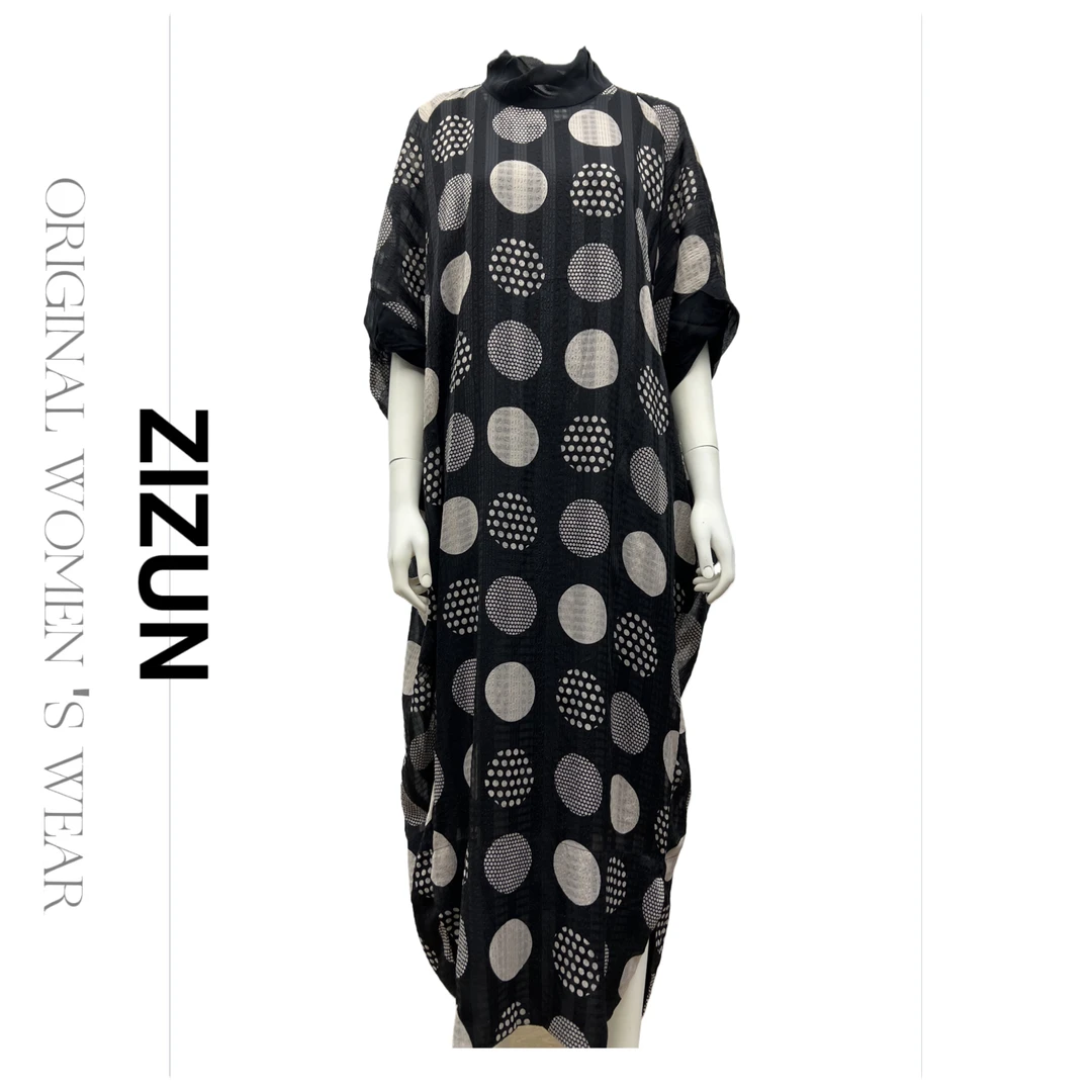 ZIZUN/姿の尊夏季设计师波点气质优雅宽松大牌女士长款连衣裙