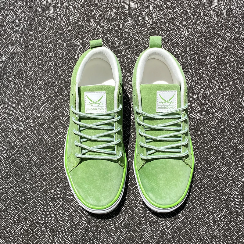 秋季新款浅绿色中帮休闲板鞋小众海盗鞋学生潮流潮鞋百搭鞋子男鞋