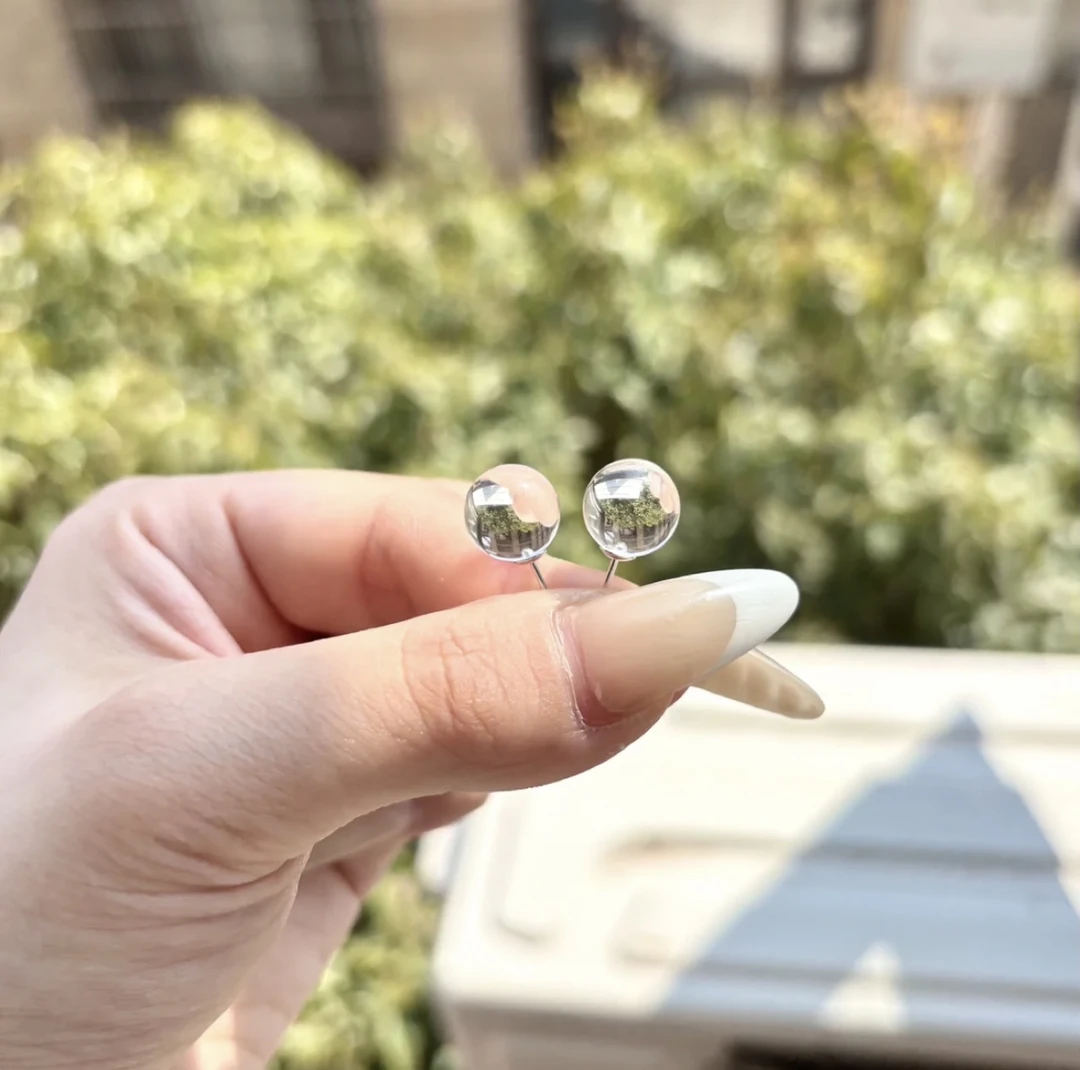 天然白水晶全净体10Ms925银针耳钉多样性发一