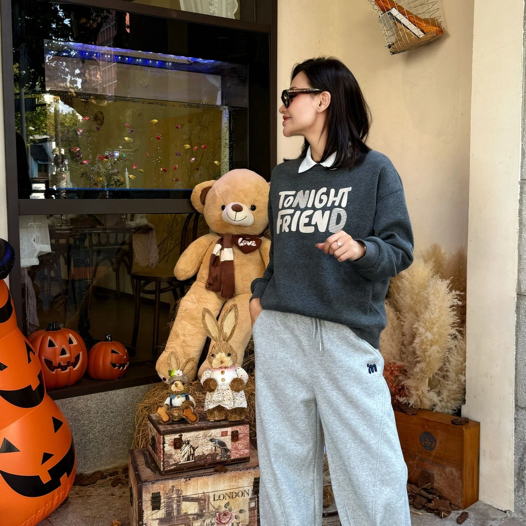 MUBINE 新爆款时尚洋气宽松拼色POLO领加绒卫衣 25295