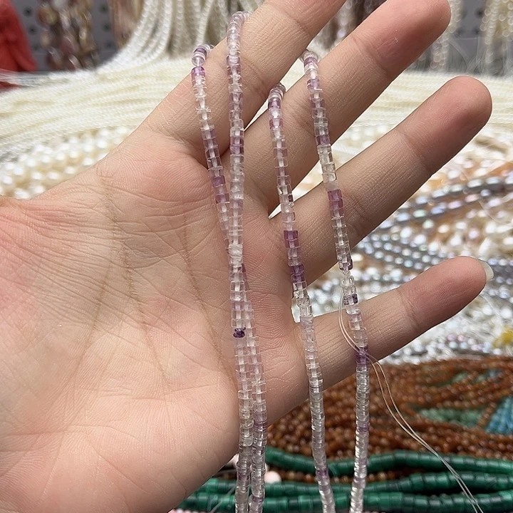未镶嵌玛瑙/玉髓珠宝半成品一条3/2mm左右紫萤石直切