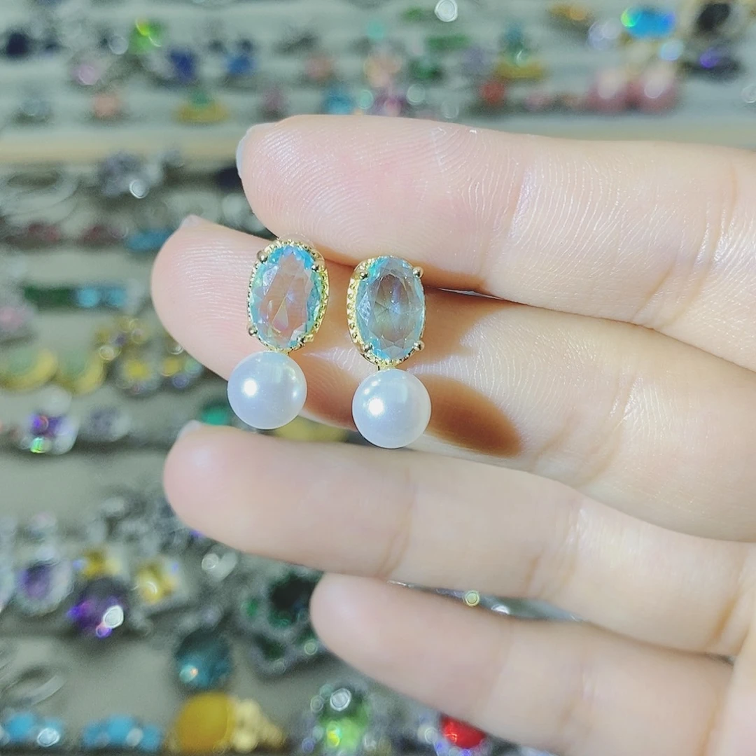 【闪购商品】银S925镶嵌耳饰托帕石