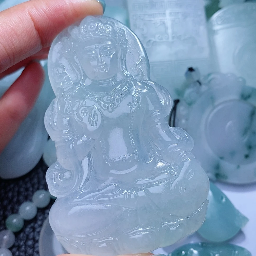 定制翡翠未镶嵌毛货付款后确认抛光
