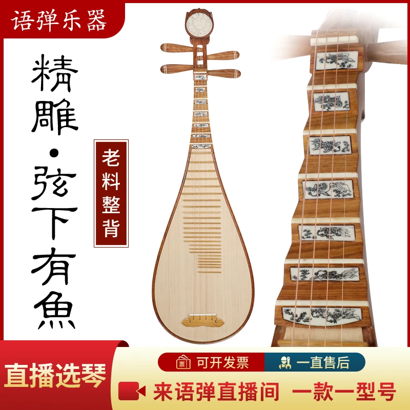 语弹刺猬贝雕紫檀琵琶乐器儿童成人专业考级演奏红木酸枝紫檀琵笆