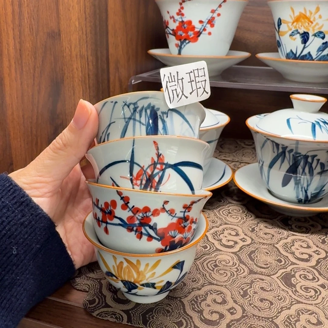 釉下彩纯手绘微瑕
