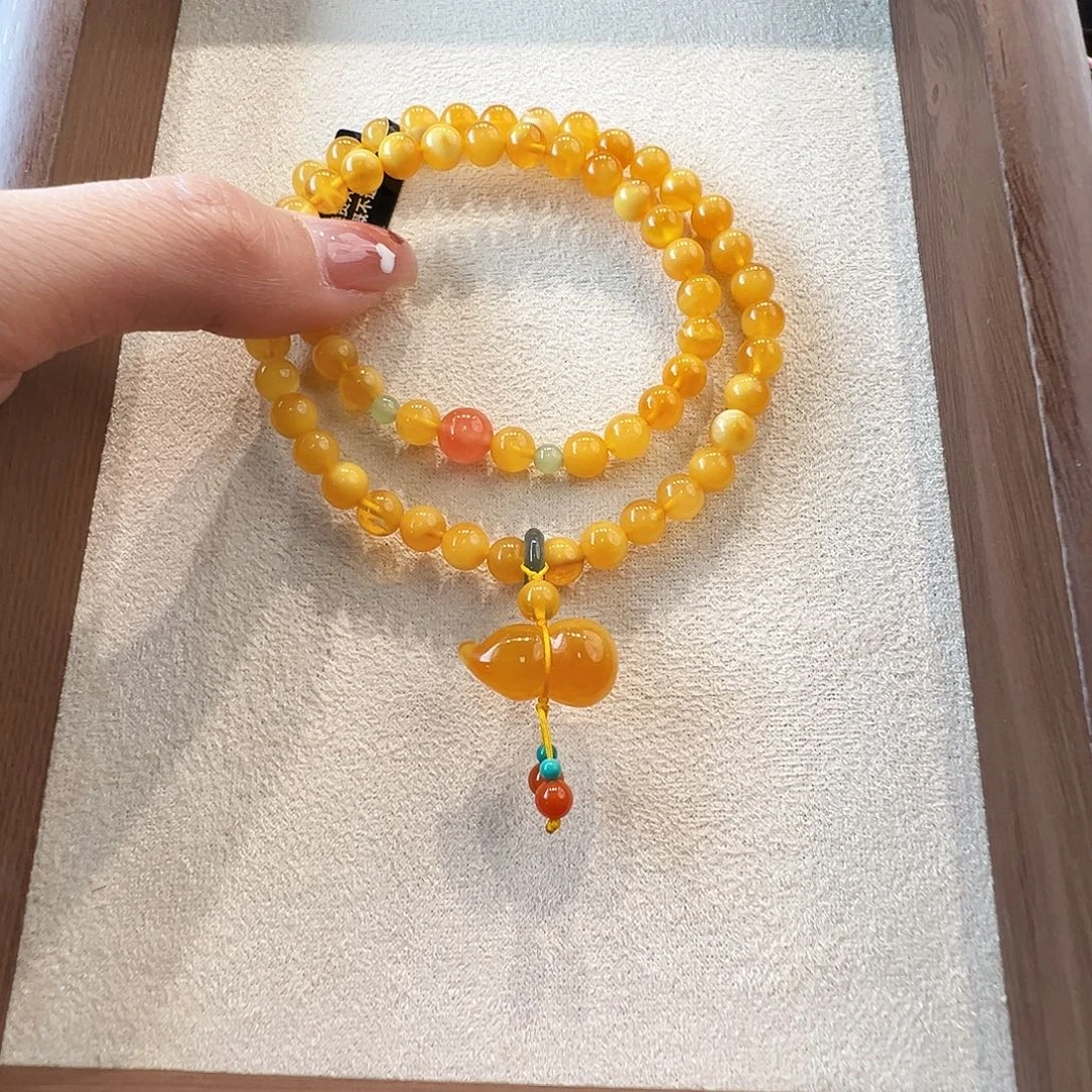 蜜蜡未镶嵌手链蜜蜡6.4mm