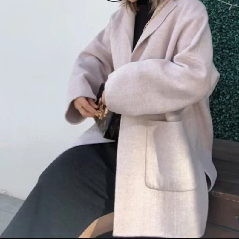 纯色毛呢外套气质女装外套6295