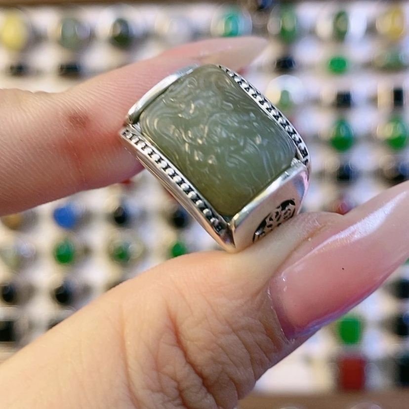 【闪购商品】和田玉戒指银S925镶嵌