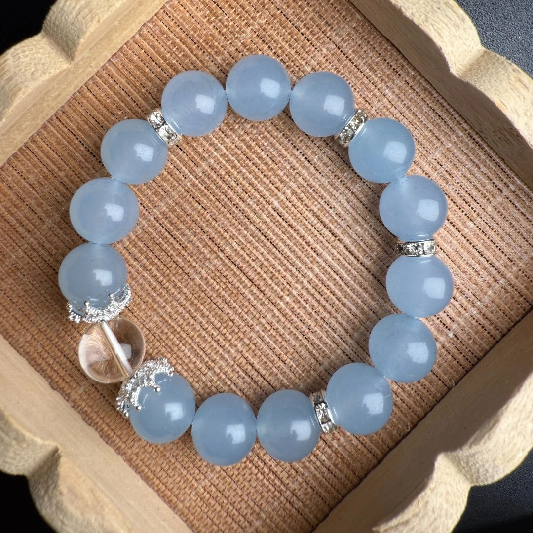 【海洋之心】海蓝宝 白水晶 多样性发其一