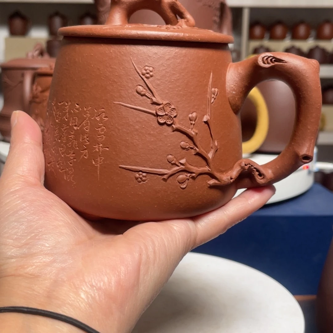 茶杯紫砂降波石瓢梅花杯