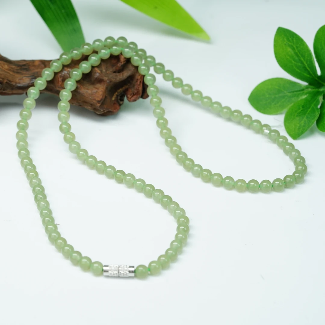 【小北好物】和田玉圆珠项链尺寸约5mm+【多样性发一件】QH02X1357