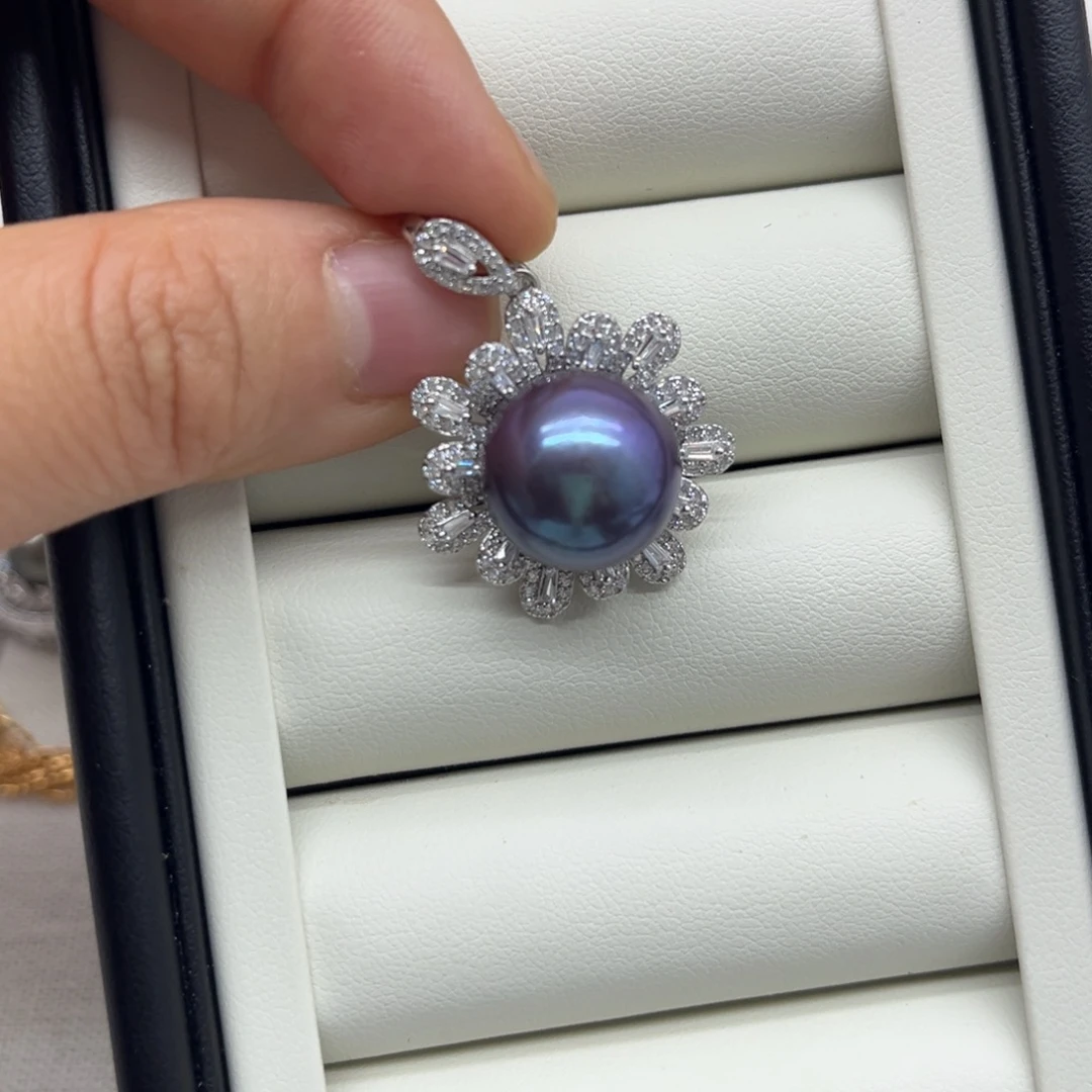 吊坠(不含链)淡水珍珠银S925镶嵌