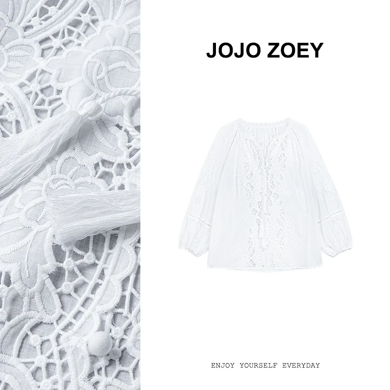 JOJO ZOEY【清仓NO退换】夏日初恋~唯美重工蕾丝绣花上衣女ljt-6779