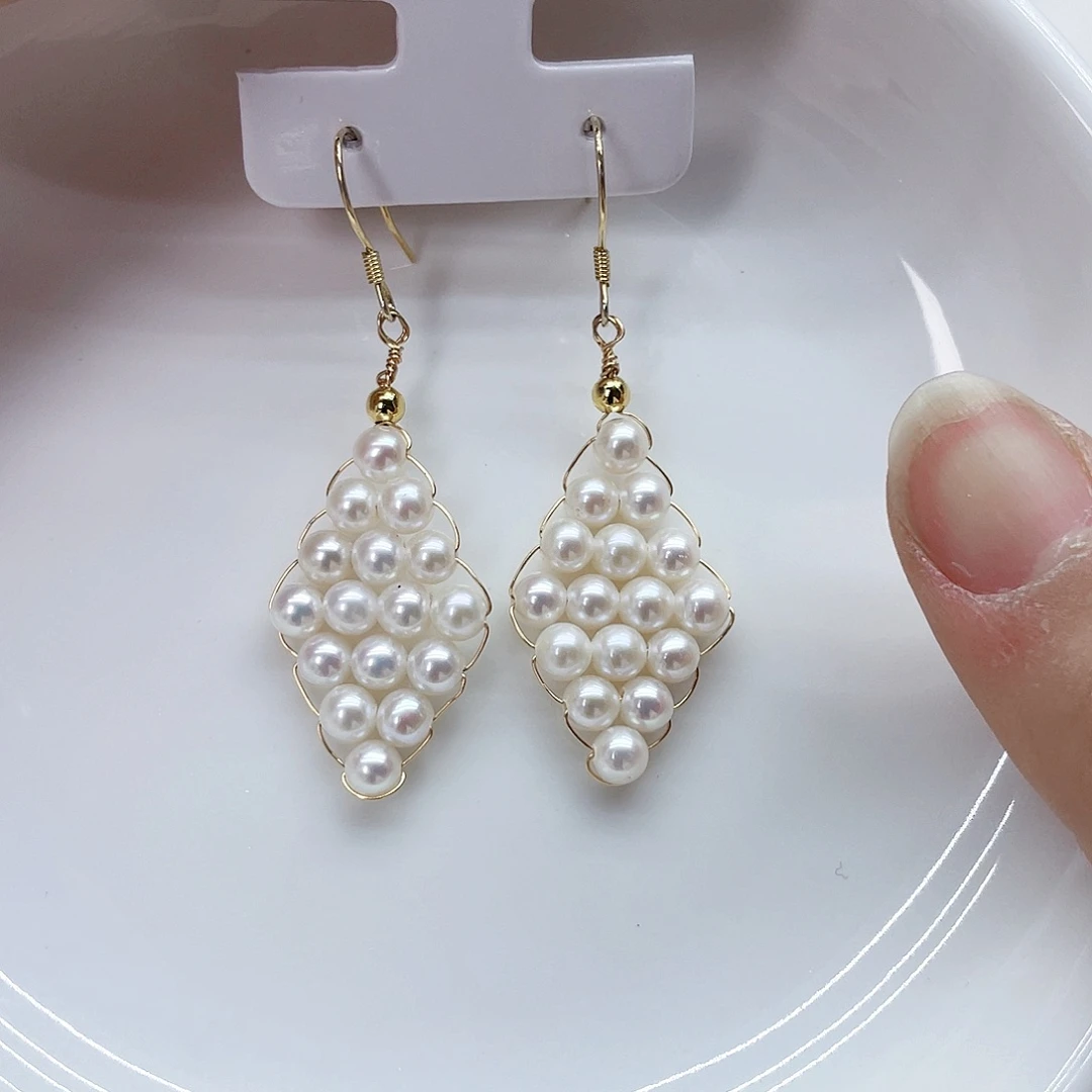 银S925镶嵌耳饰淡水珍珠