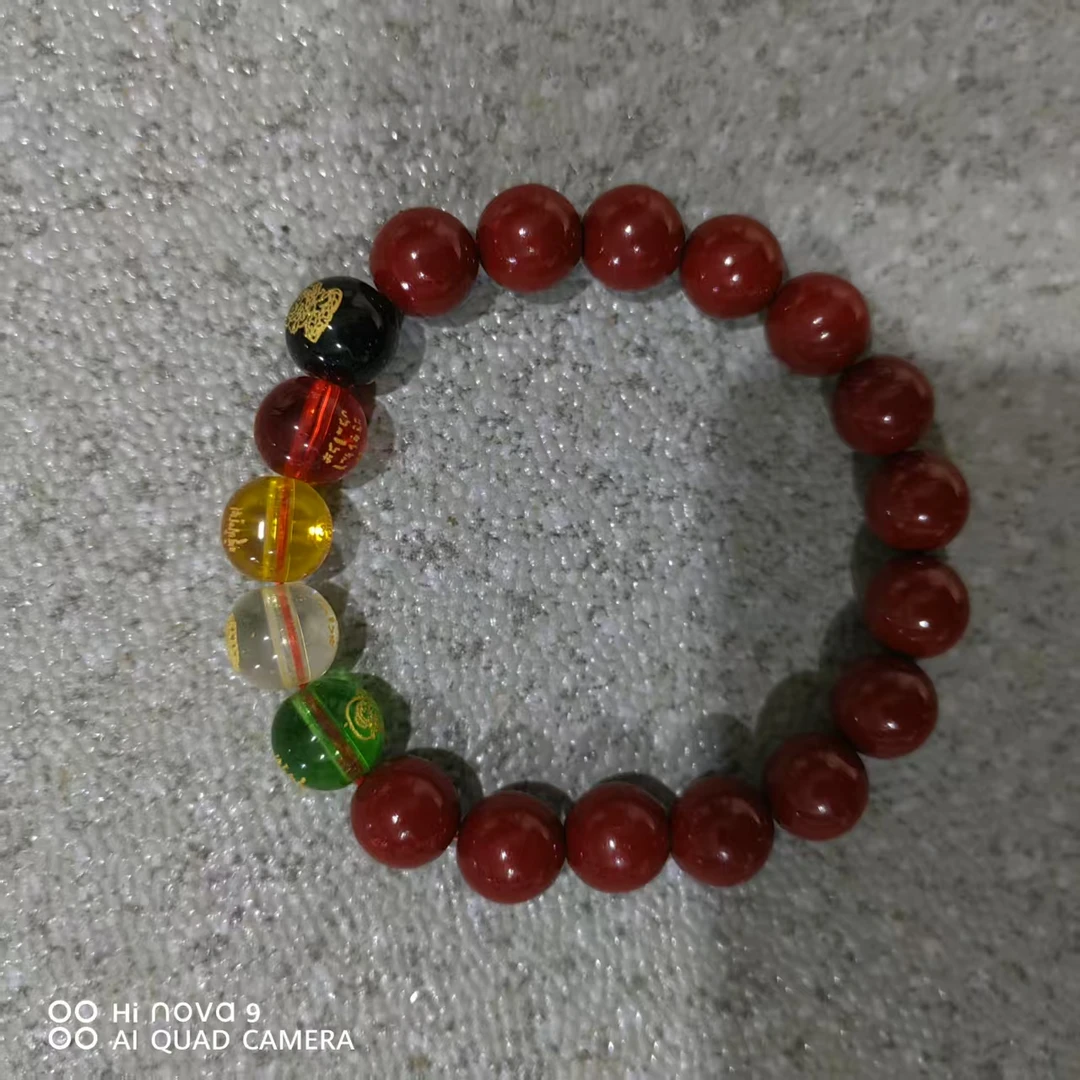 含辰砂工艺品C90 辰砂1.0圆珠手串 人工合成