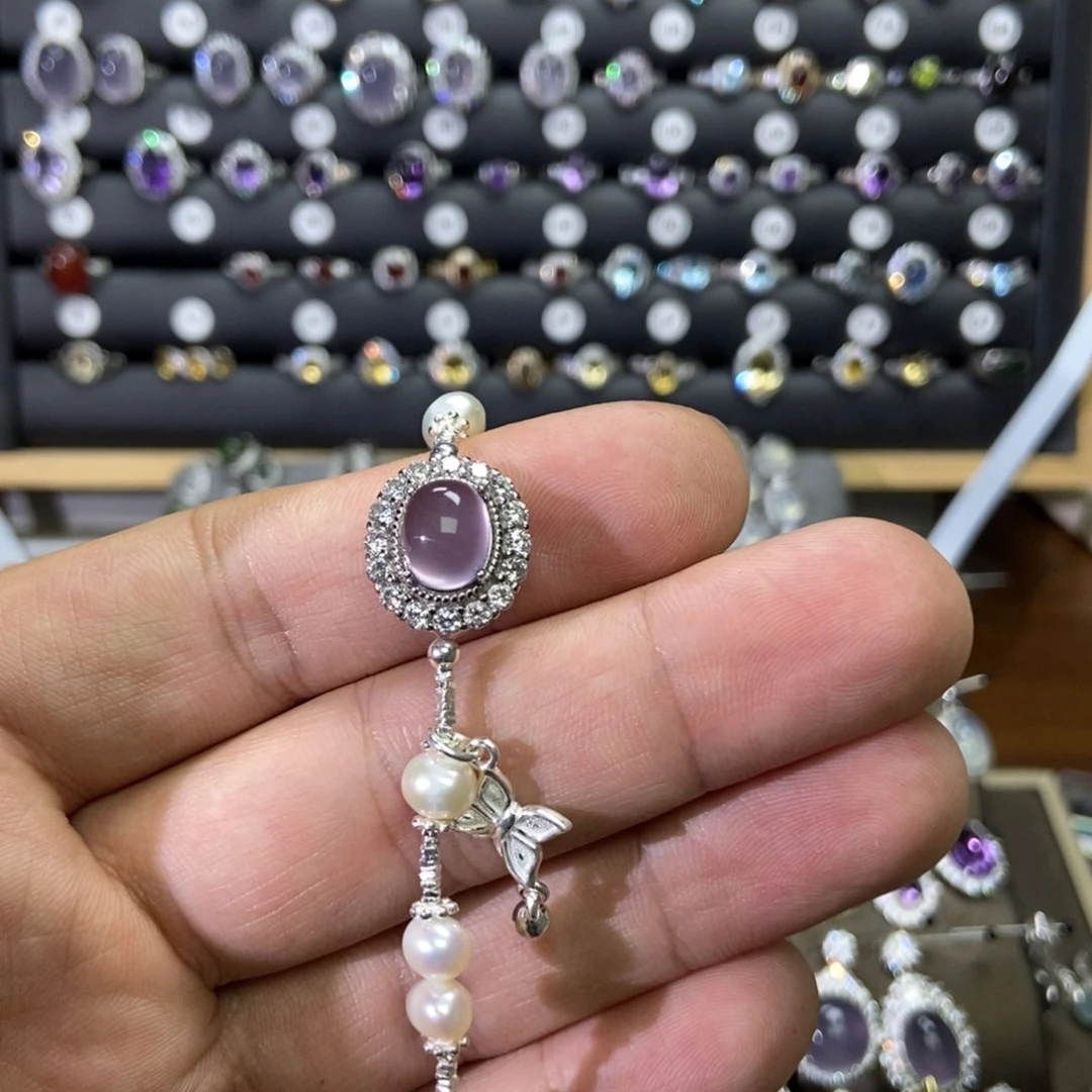 银S925镶嵌蛇纹石玉手镯妖*