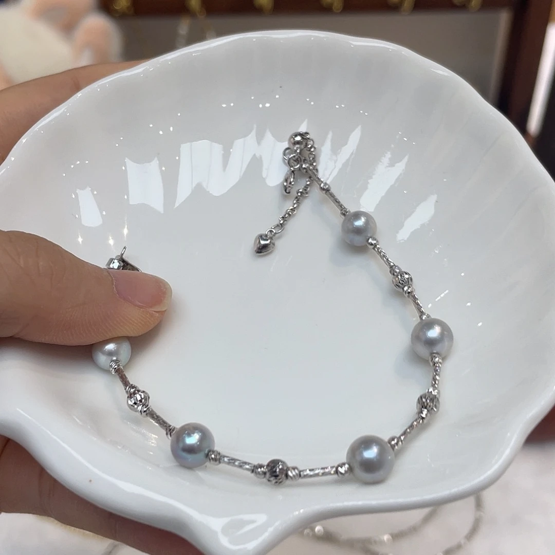 海水珍珠银S925镶嵌手绳