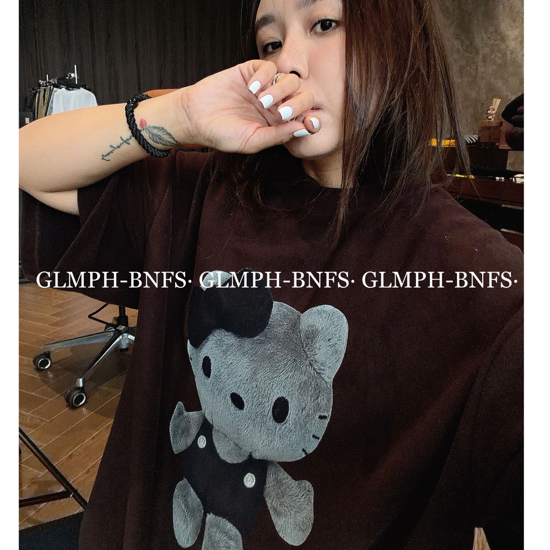 GLMPH-BNFS【软糯KT】卡通印花宽松圆领短袖百搭休闲T恤-1131