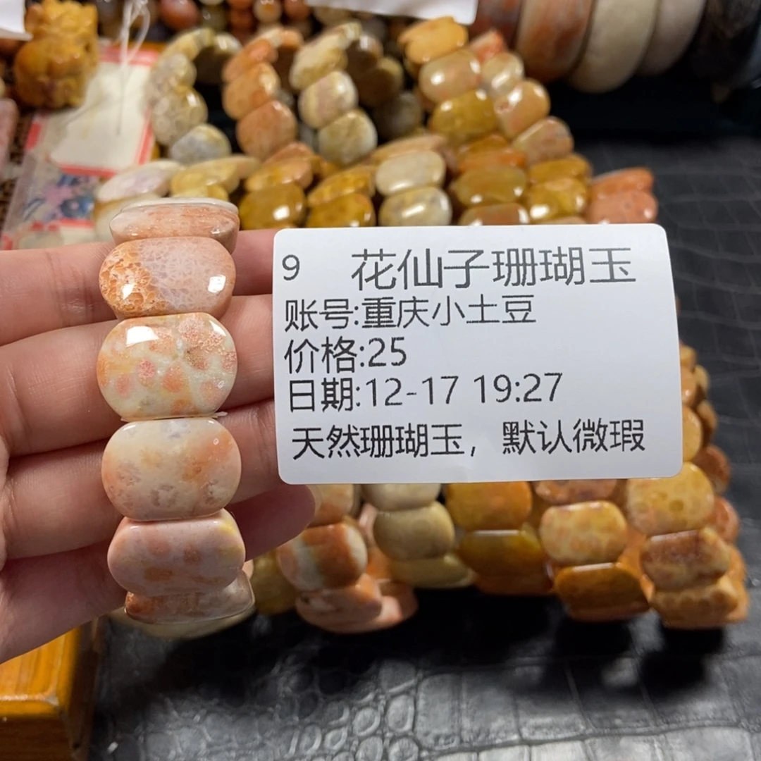 重***豆硅化珊瑚（珊瑚玉）未镶嵌珠宝半成品9