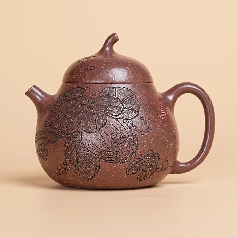 【闪购商品】 刻绘茄瓜八目底槽清家用紫砂壶Z879