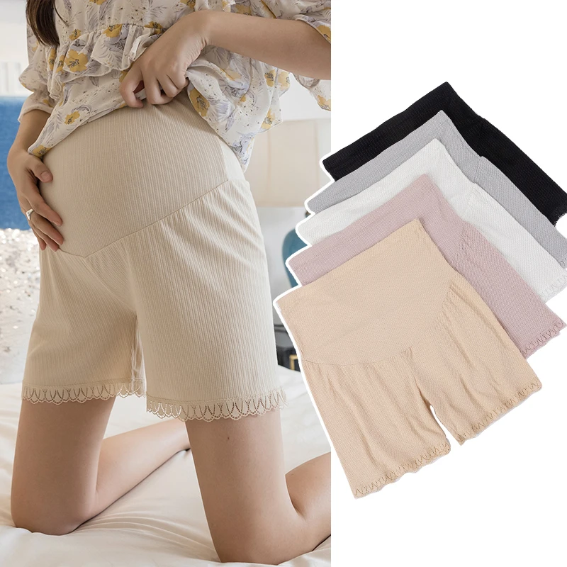xiaobu~孕妇安全裤薄款防走光怀孕期大码打底裤夏季外穿宽松短裤