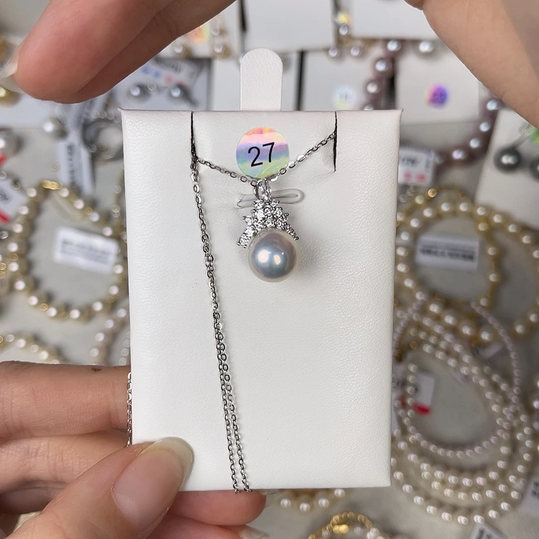 淡水珍珠银S925镶嵌颈饰