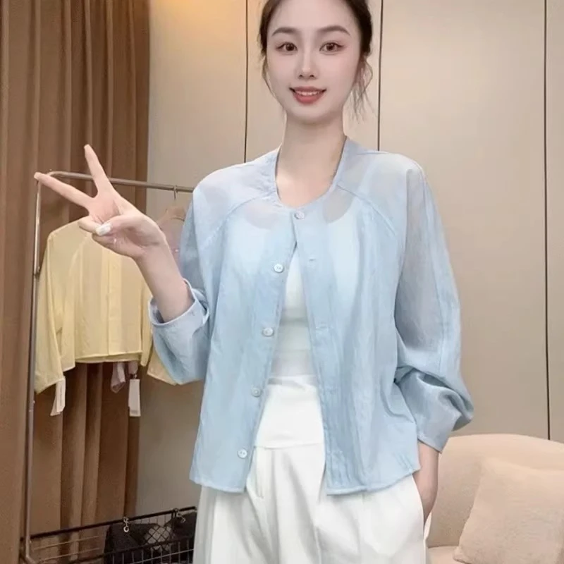 薄款透气防晒衣衬衫女夏季2025爆款超好看宽松休闲防晒服开衫外套