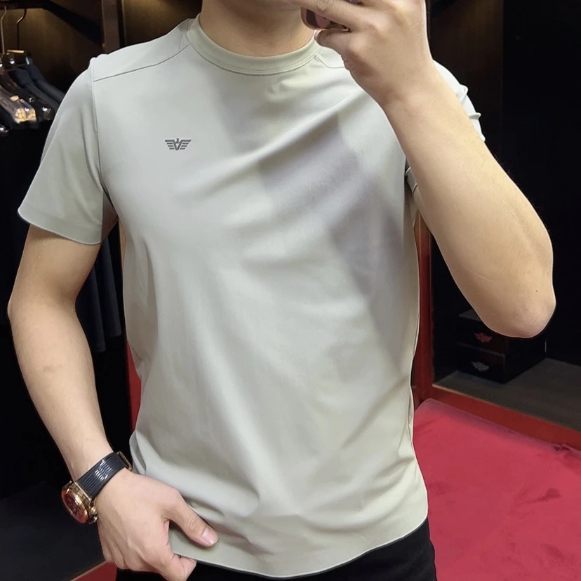 2025-35035#春夏新款男士休闲百搭户外运动简约高弹速干冰丝短袖