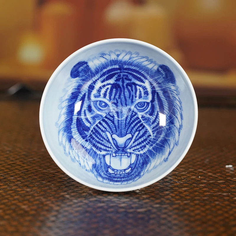 【墨舍柴窑】墨舍柴窑虎虎生威内绘普洱杯 （moshe378）茶具陶瓷手绘