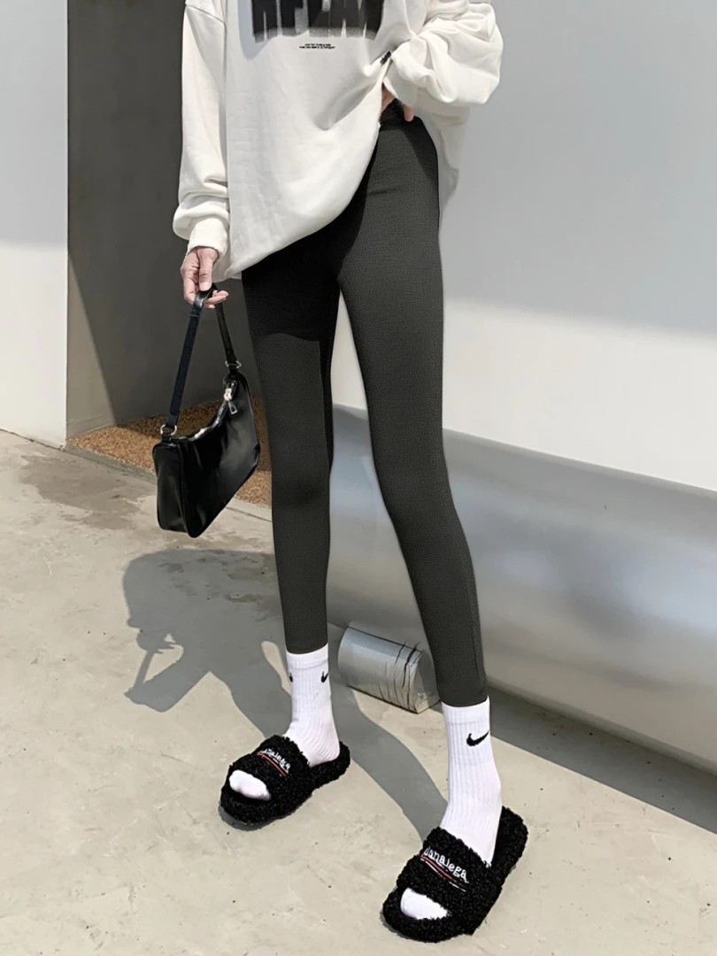 纯色修身简约时尚线条感舒适休闲保暖裤少女款春秋打底裤1F875