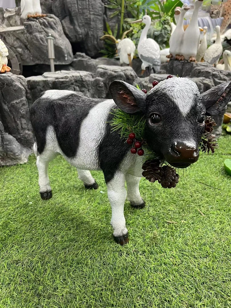 奶牛手工落地花园动物庭院摆件电视柜客厅摆件绿植造景创意摆件