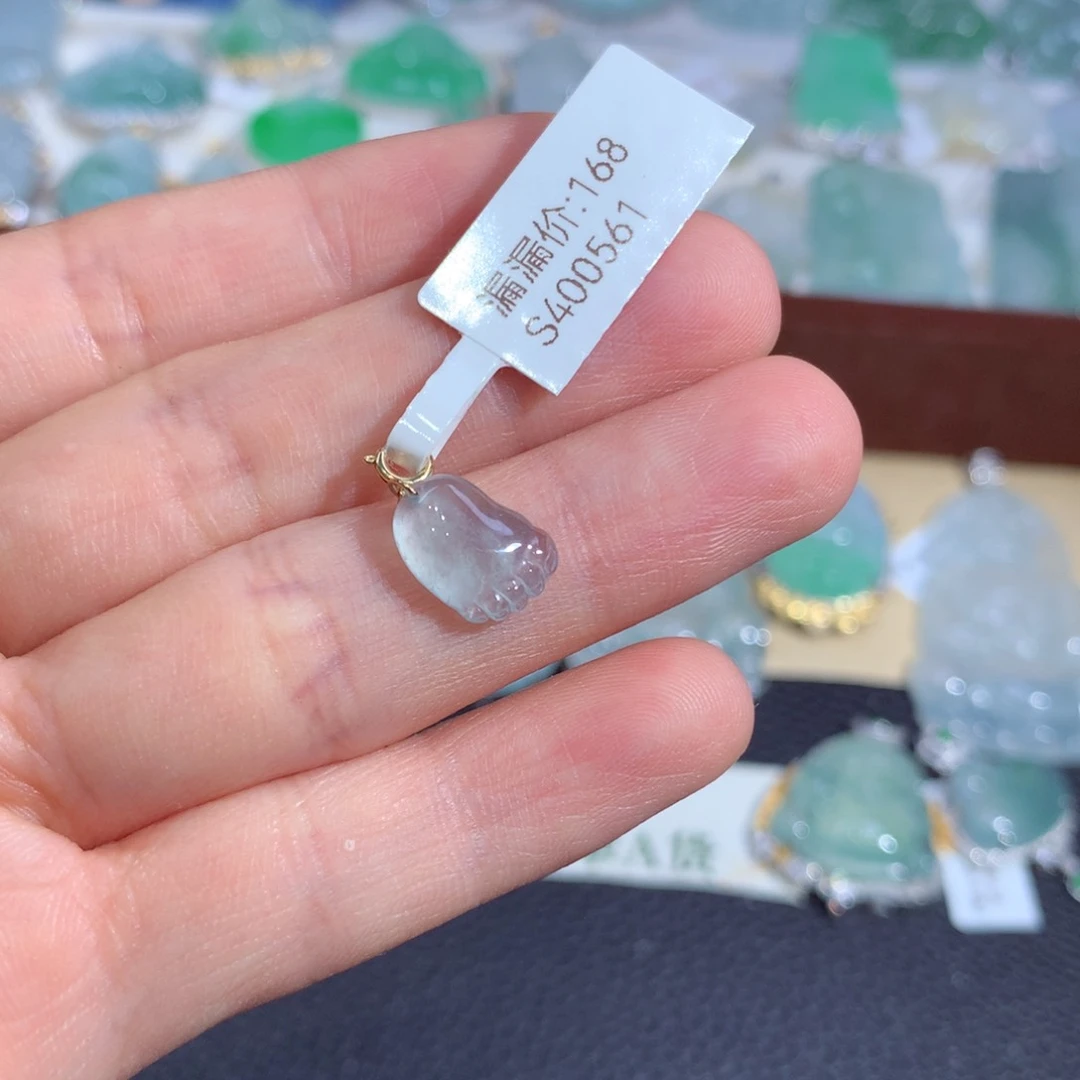 吊坠(不含链)18K金镶嵌翡翠S*施小脚丫