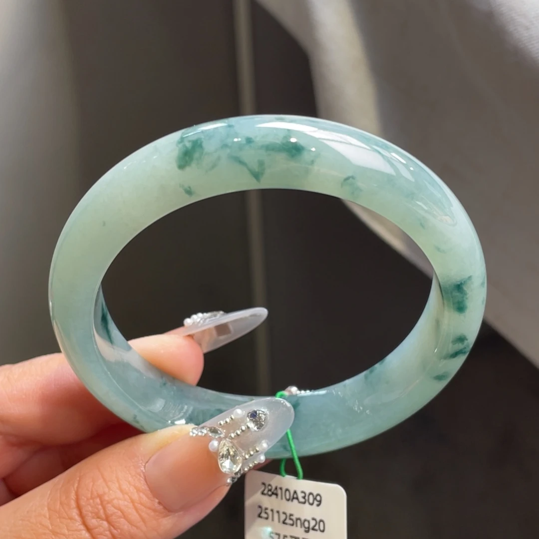 翡翠未镶嵌手镯【万内福利】糯冰飘花正圈手镯