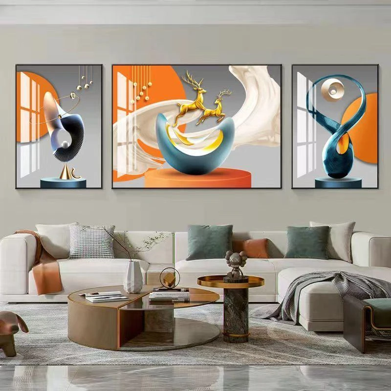 2025新款三联装饰画现代简约客厅沙发背景墙装饰画高级轻奢风