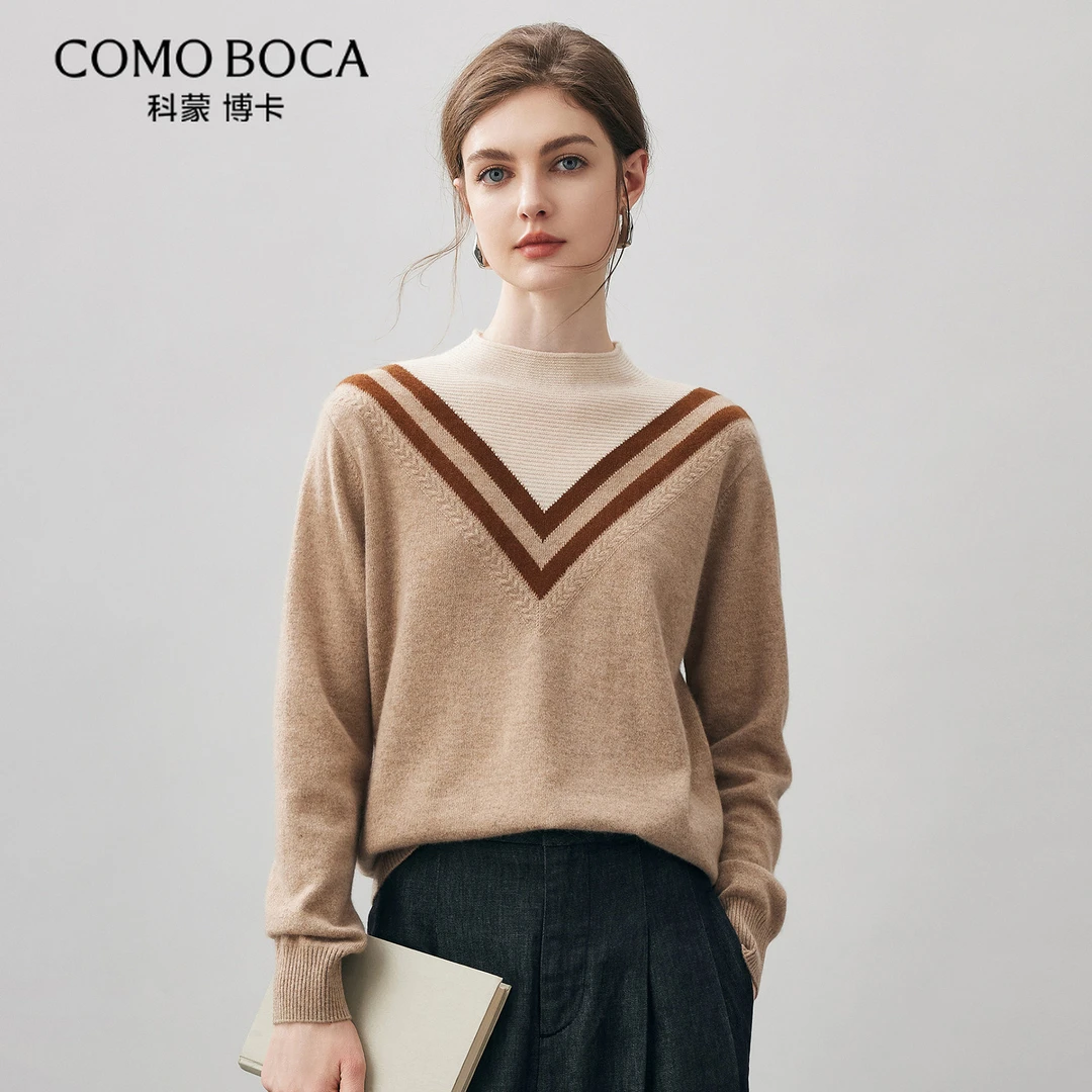 COMOBOCA/科蒙·博卡25秋冬半高领套衫慵懒巴恩风山羊绒衫KST1330