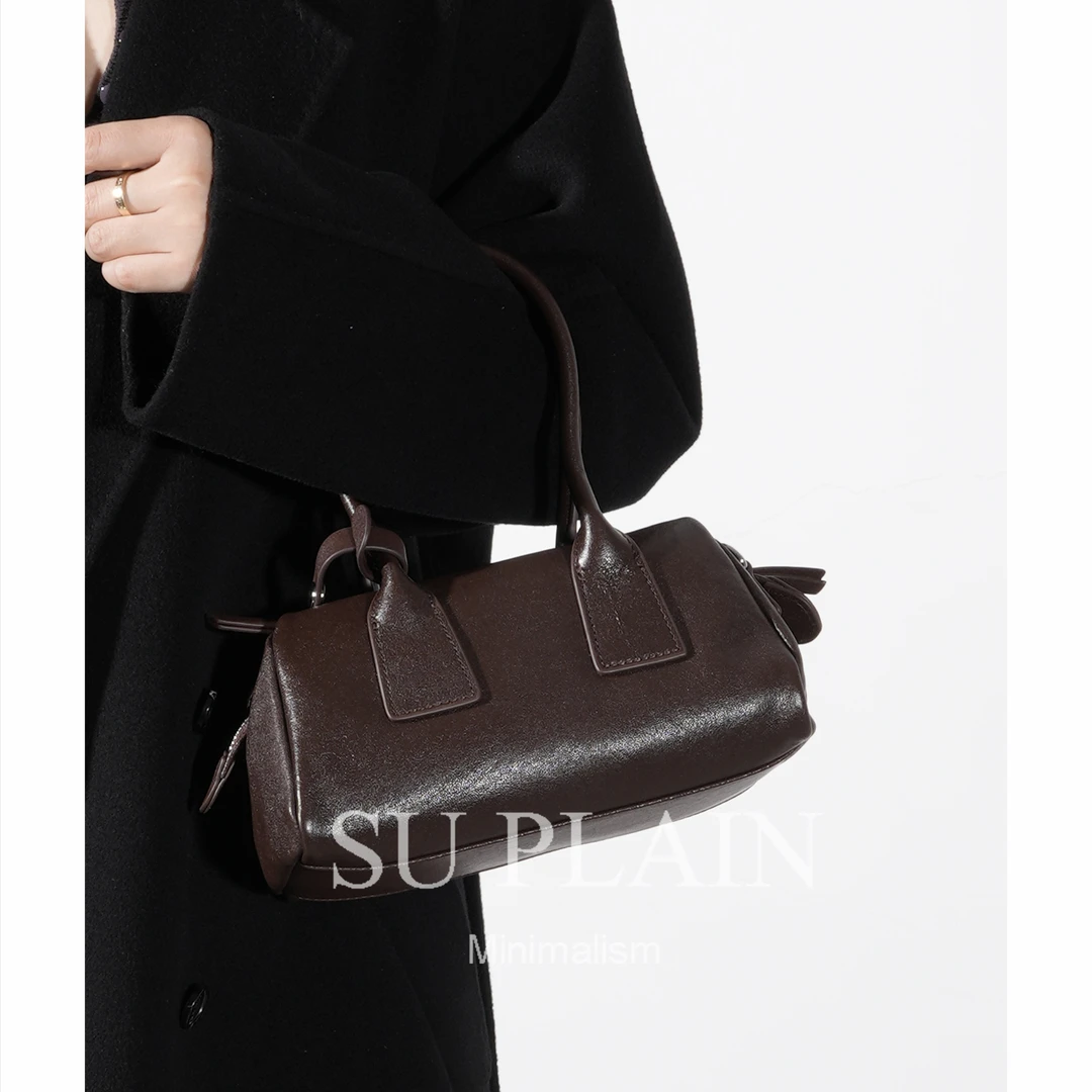 SUPLAIN/SUPLAIN头层植鞣牛皮时尚轻奢复古手提包单肩斜挎女包