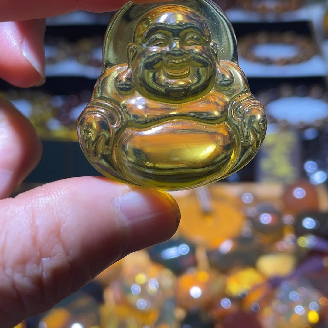 琥珀未镶嵌裸石净水金蓝