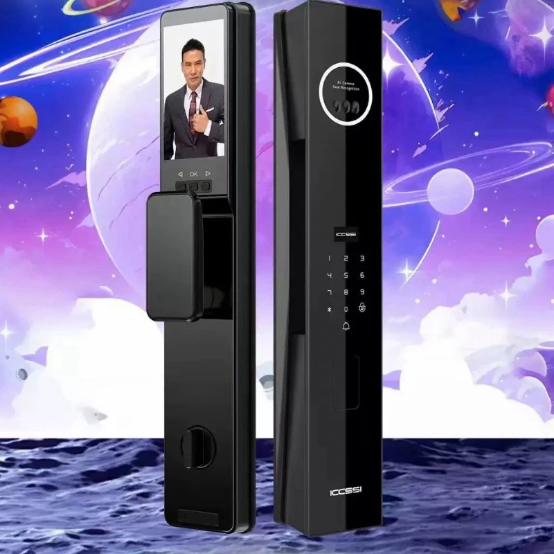 艾栖Z9-5人脸指纹锁3D热脸识别防盗门智能门锁
