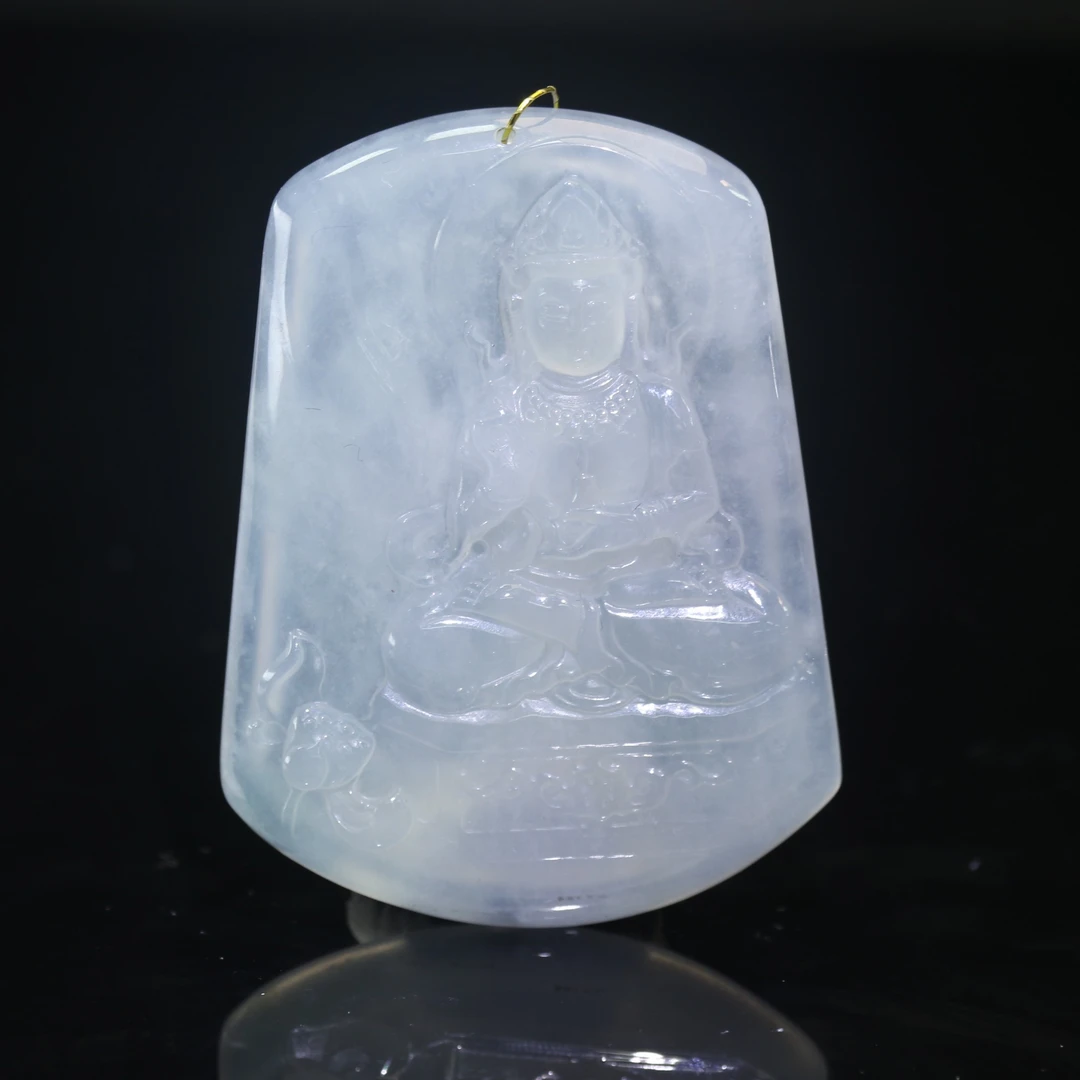 54天然缅甸翡翠A货高冰观音牌/600030/北京银座拍卖