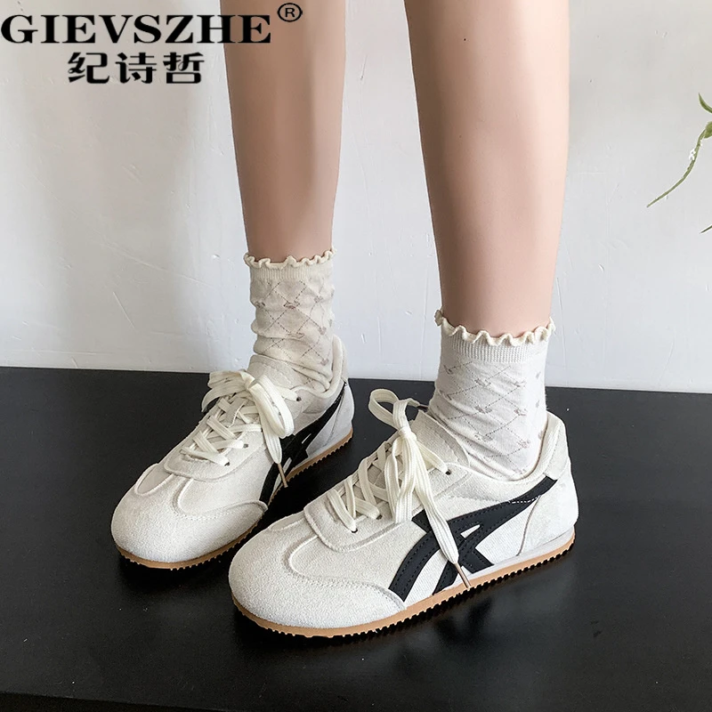 纪诗哲德训鞋女款百搭秋季新款复古阿甘秋季女款浅口德训运动鞋