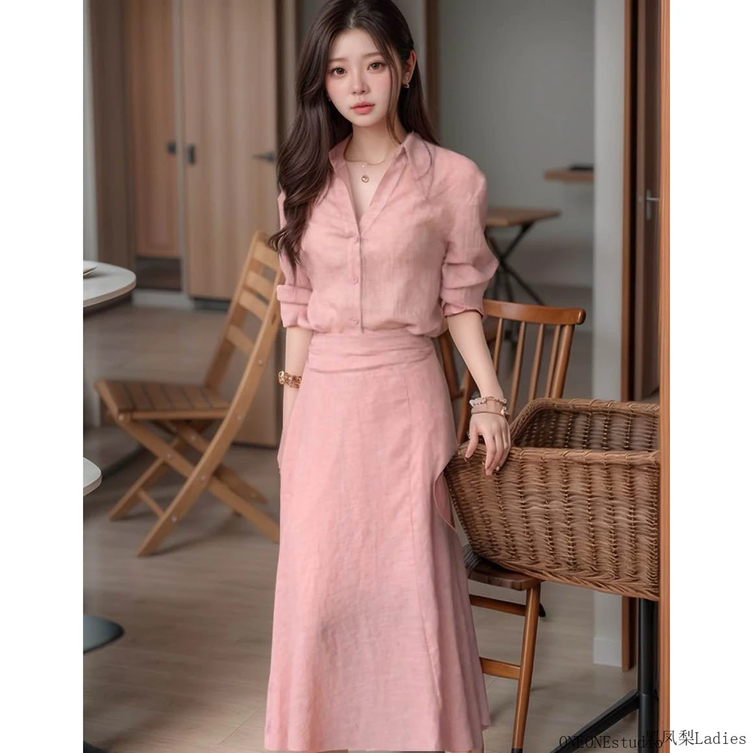 老钱风松弛感女装贵气夏季简约时尚减龄气质优雅套装两件套S-XL
