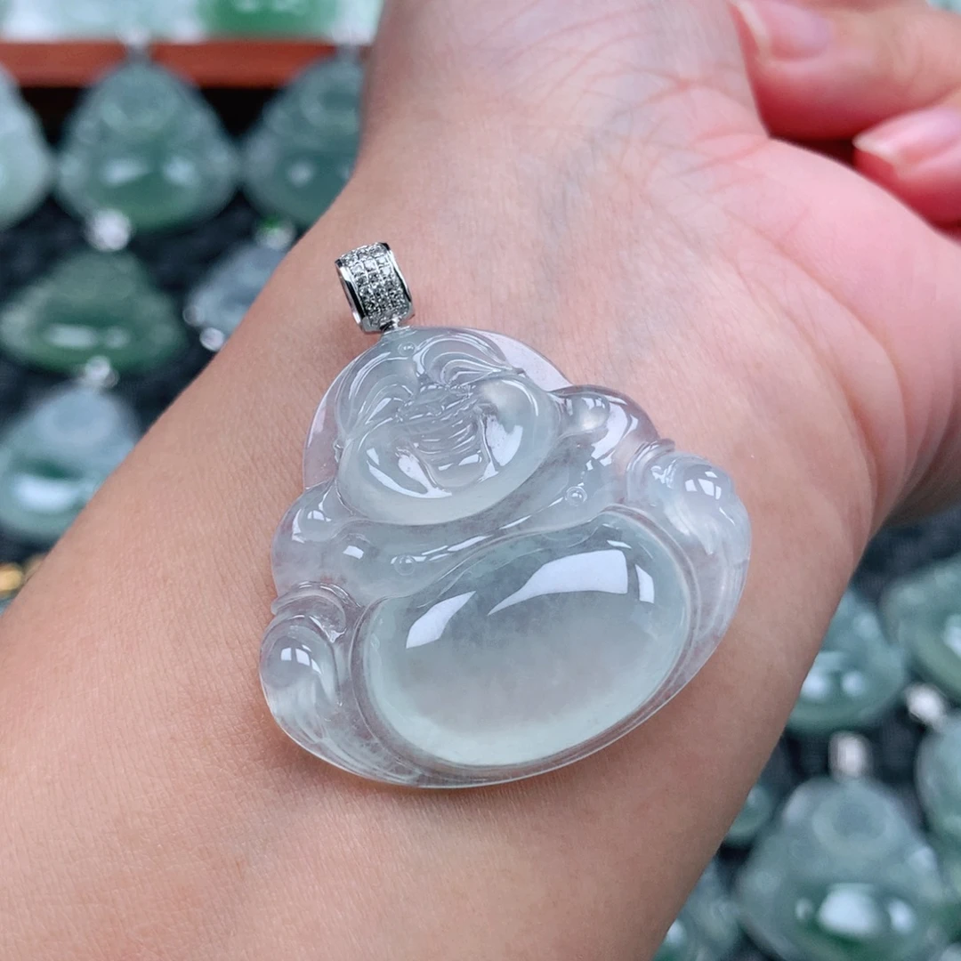 翡翠18K金镶嵌吊坠(不含链)高卡32，厚卡6.7